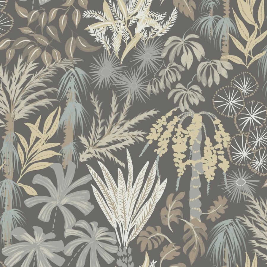 4172-27481 | Sea Salt, Everglades Grey Botanical - A-Street Wallpaper