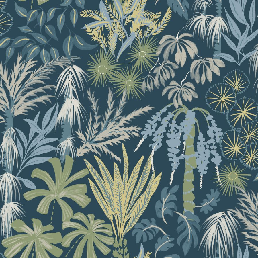 4172-27482 | Sea Salt, Everglades Teal Botanical - A-Street Wallpaper