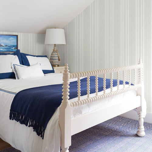 4172-27485 | Sea Salt, Navarres Stripe Light Green Faux Linen - A-Street Wallpaper