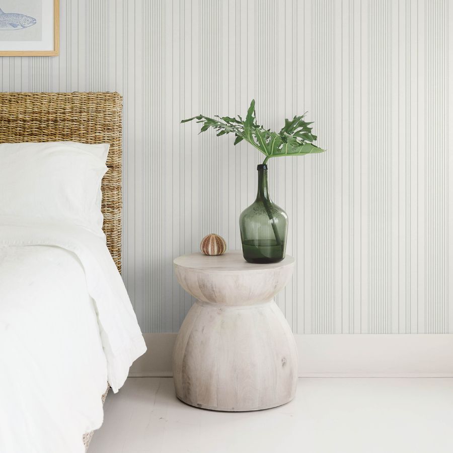 4172-27485 | Sea Salt, Navarres Stripe Light Green Faux Linen - A-Street Wallpaper