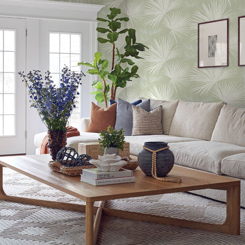 4172-27490 | Sea Salt, Hatteras Light Green Palms - A-Street Wallpaper