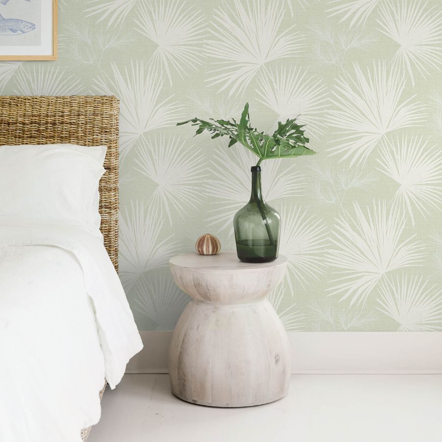 4172-27490 | Sea Salt, Hatteras Light Green Palms - A-Street Wallpaper