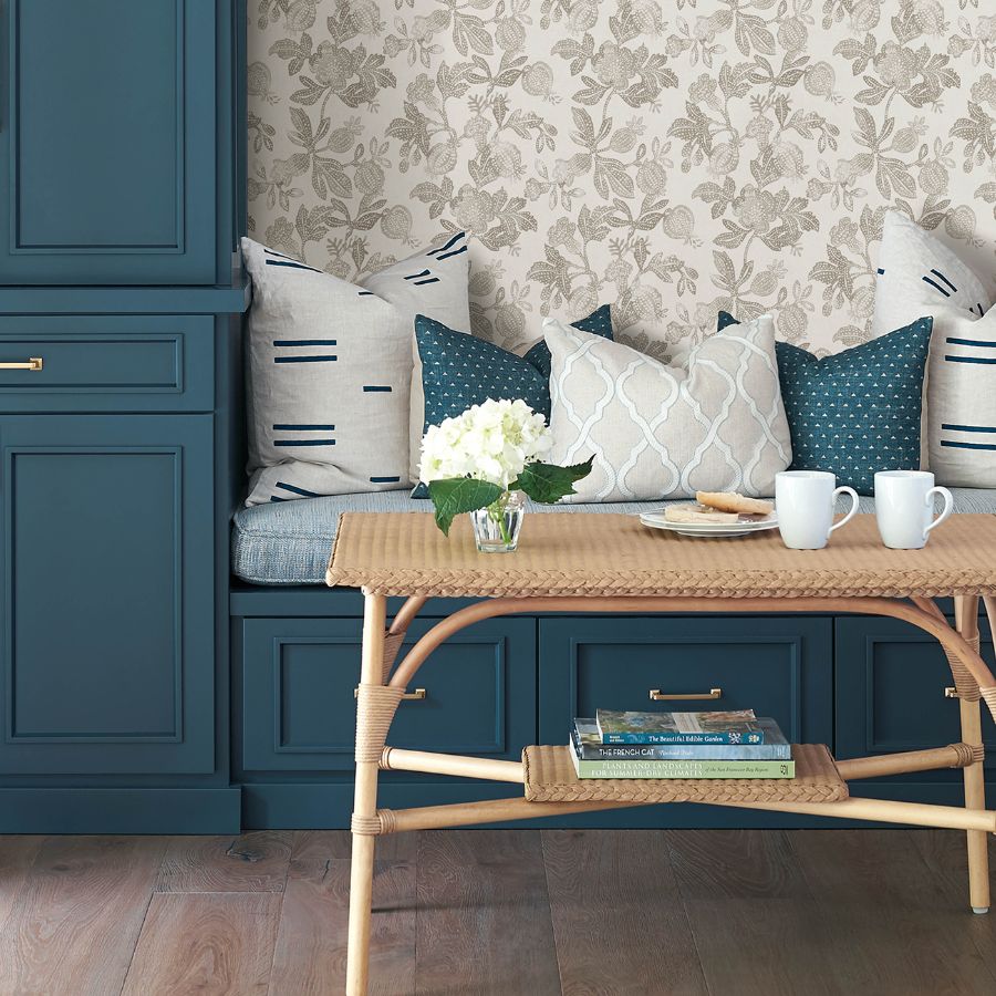 4172-27493 | Sea Salt, Beach Rose Neutral Floral Fruits - A-Street Wallpaper