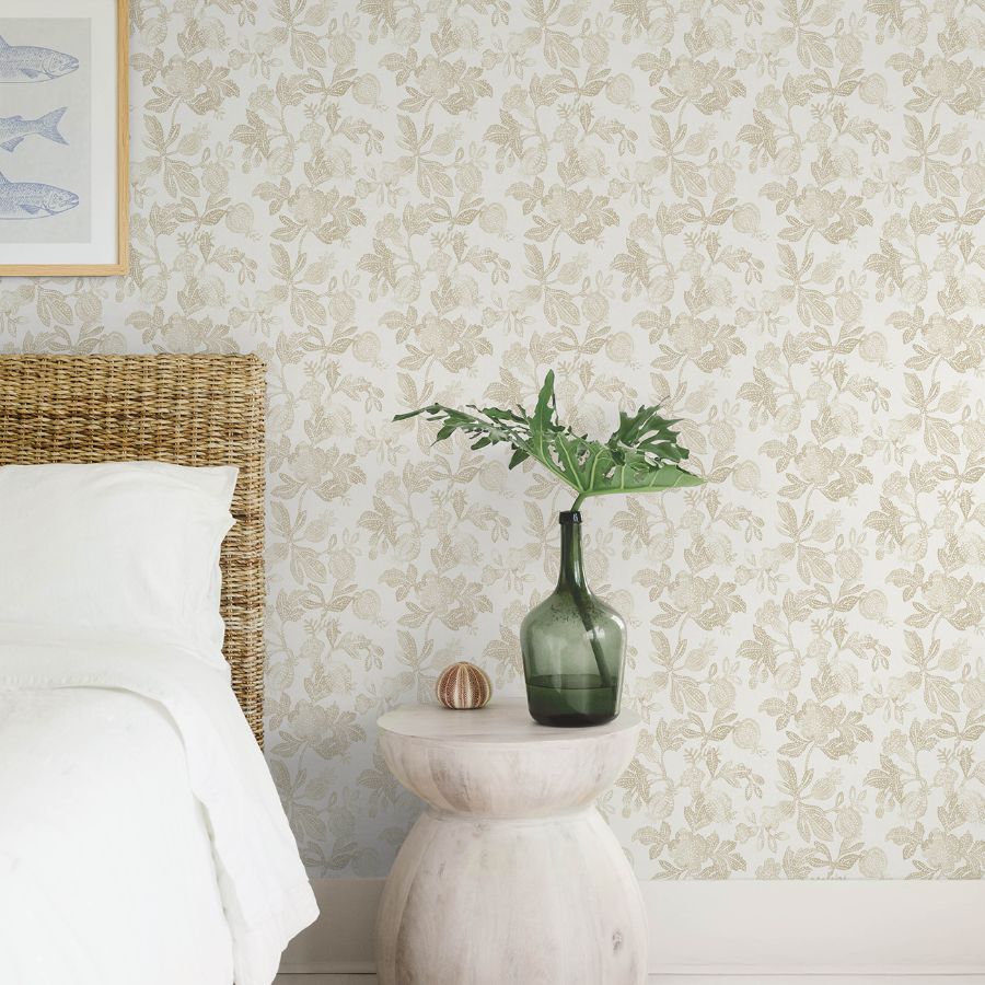 4172-27495 | Sea Salt, Beach Rose Champagne Floral Fruits - A-Street Wallpaper