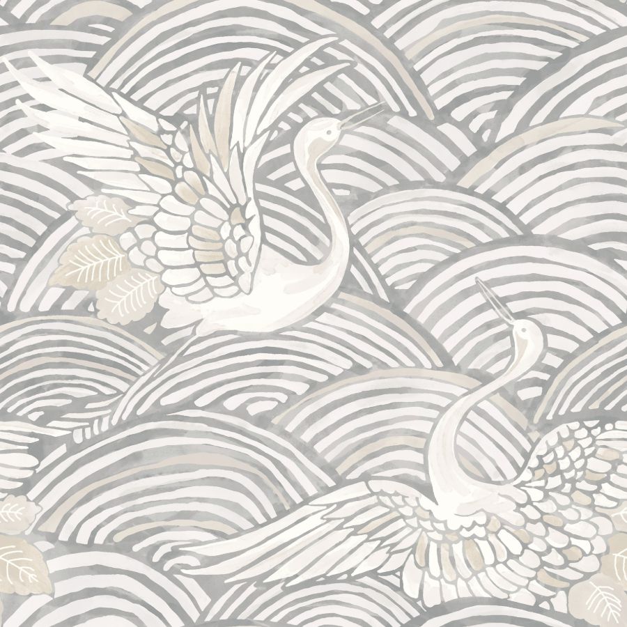 4172-27496 | Sea Salt, Egret Slate Tidal Dance - A-Street Wallpaper