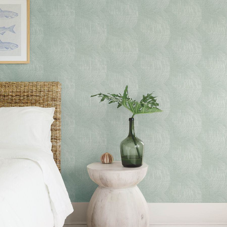 4172-27505 | Sea Salt, Folly Seafoam Zen Swirls - A-Street Wallpaper