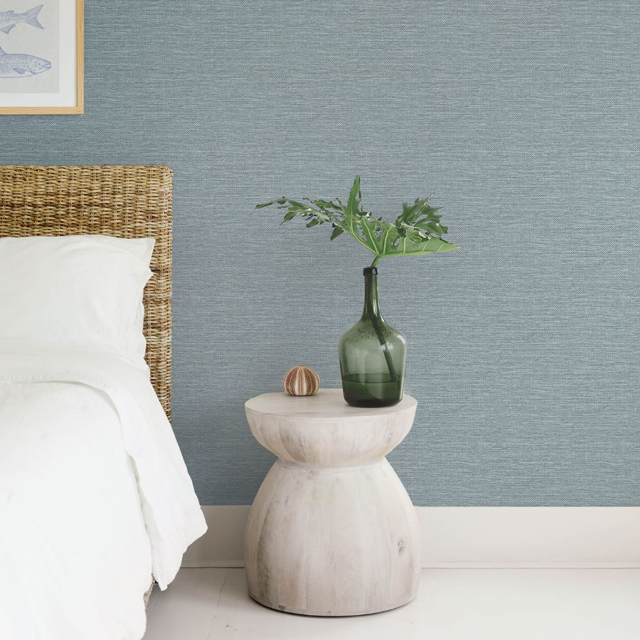 4172-27527 | Sea Salt, Malin Denim Faux Grasscloth - A-Street Wallpaper