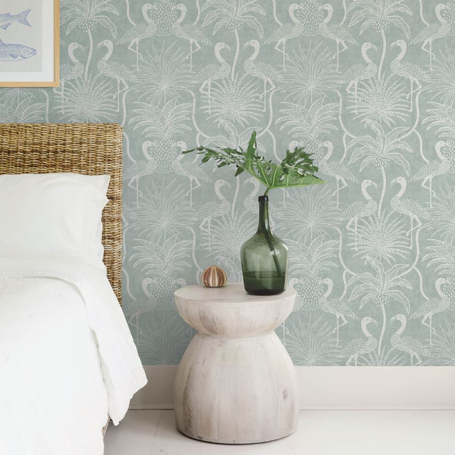 4172-82004 | Sea Salt, Biscayne Turquoise Flamingo Beach - A-Street Wallpaper