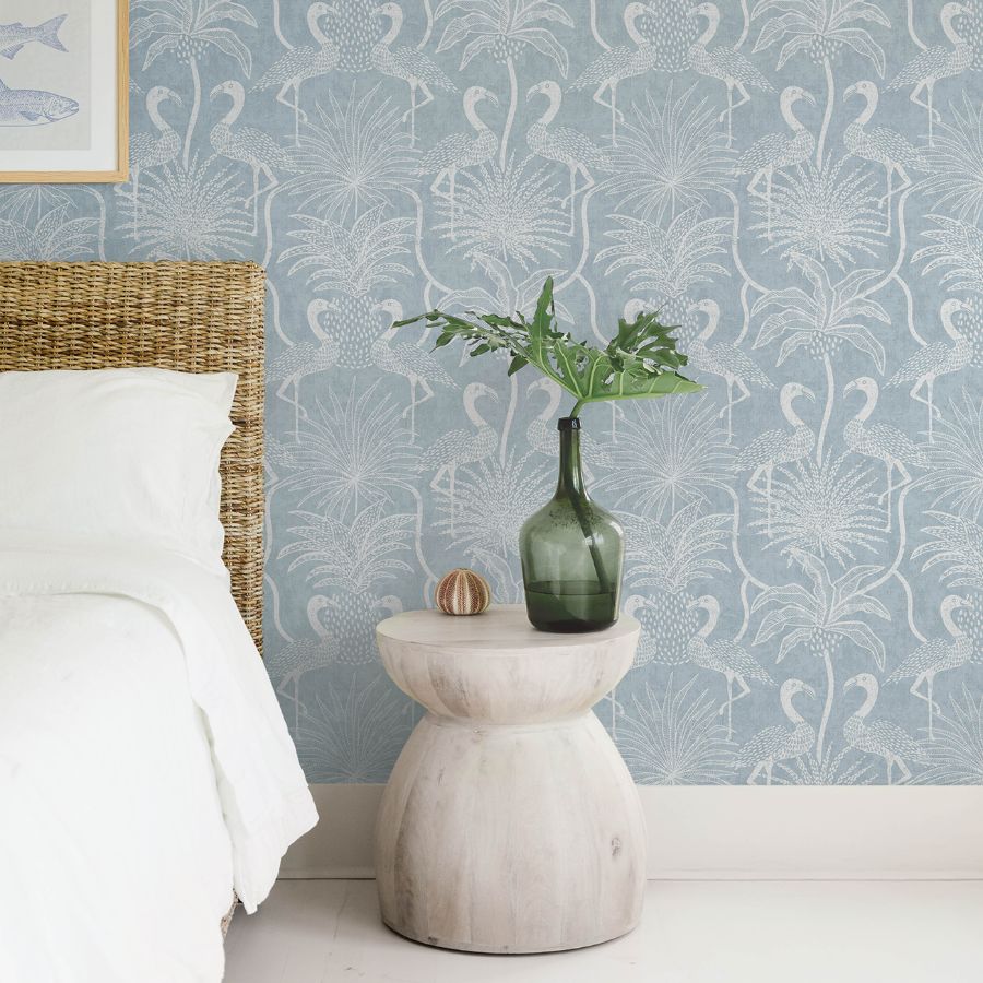 4172-82005 | Sea Salt, Biscayne Sky Blue Flamingo Beach - A-Street Wallpaper