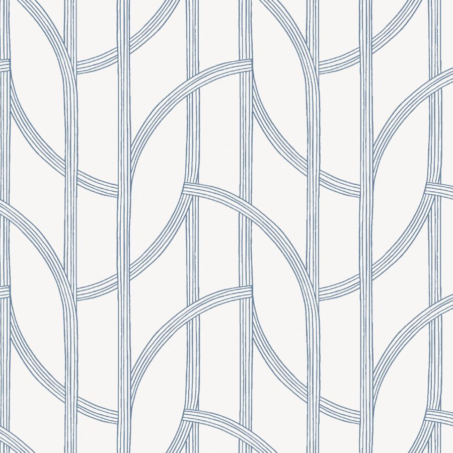 4172-82010 | Sea Salt, Salvo Navy Curved Contours - A-Street Wallpaper