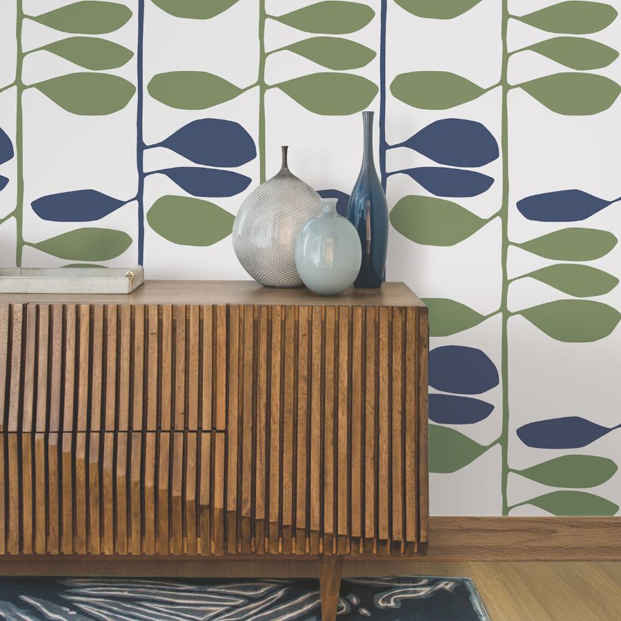 Zm2801 | Artisan Studio, Sculpted Vines Alpine & Ultramarine - York Wallpaper